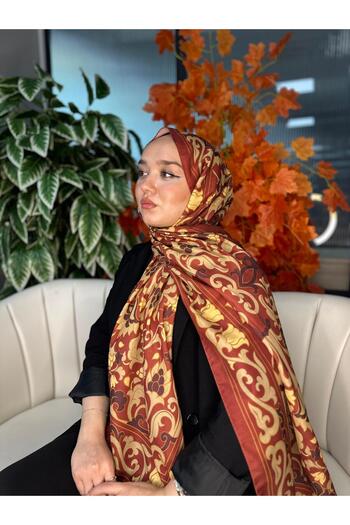 Oxygen Scarfs Lily Pattern Cotton Silk Shawl-10008