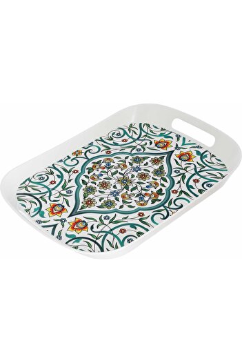Alsaif Gallery Seif Gallery Melamine Serving Tray, 34 x 23 x 2.5 cm - White