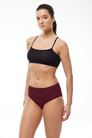 Malabadi Women's Burgundy 2 Pack Modal High Waist Slip Panties 1955