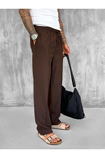 ablukaonline Erkek Beli Lastikli Baggy Pantolon Kahve