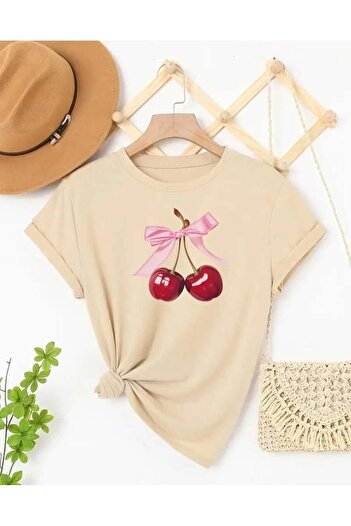 Trend Sizde Μπλουζάκι Unisex Cherry Ribbon με προσαρμοσμένο σχέδιο μπροστινό τυπωμένο σχέδιο