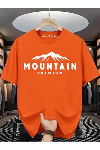 New Shine 1 T-Shirt Is a Gift for Purchases of 6 or More in the Cart - Mountain Printed Oversize T-Shirt