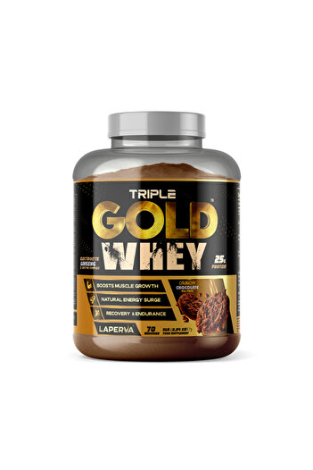 Laperva Triple Gold Whey Protein Powder - 25g Protein, BCAAs, 5 LB, Crunchy Chocolate