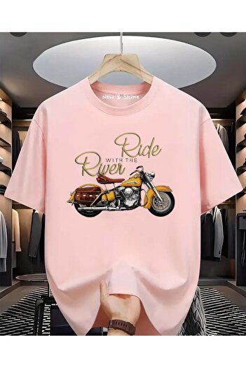 New Shine In Cart 6 and Above Purchases Get 1 T-Shirt as a Gift - Ride River Motor Printed Oversize T-Shirt