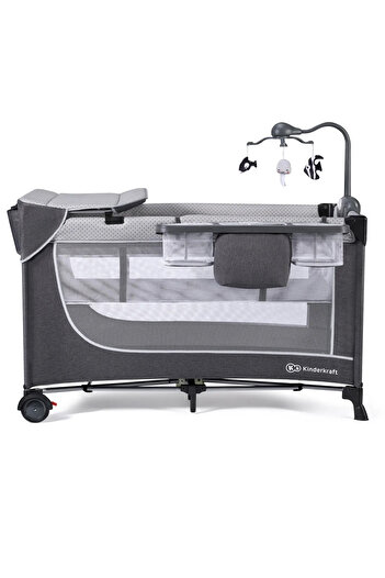 Kinderkraft KINDERKRAFT LEODY TRAVEL COT, WITH ACCESSORIES, GREY