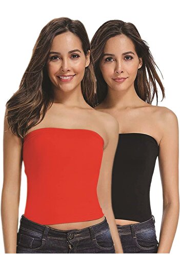 Glamroot Women's Seamless Strapless Crop Top Tube Top Inner Camisole, Free Size (Pack Of 2)