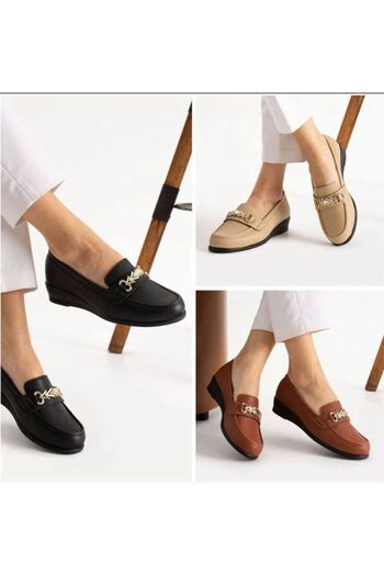 FLARF Women's Flats Buckle Detailed Stylish Comfortable Orthopedic Daily Shoes