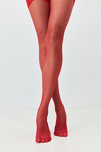 C&City Silicone 15 Denier Garter Stockings Red