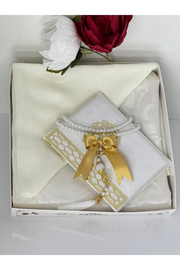 Markapolin Dowry Gift Luxury Prayer Rug Set – Yasin, Prayer Beads, Headscarf