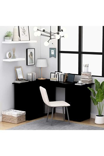 vidaxl Corner Desk Black 145x100x76 cm Engineered Wood