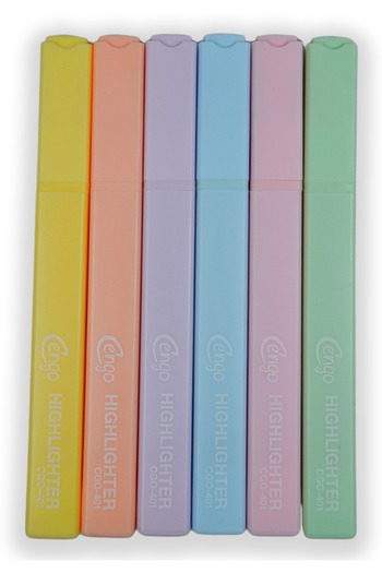 Cengo Square Type Highlighter Highlighter Pen Pastel Colors Set of 6 Cgo401