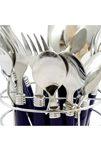Gibson Sensations Stainless Steel Flatware Set with Storage Caddy Cobalt
