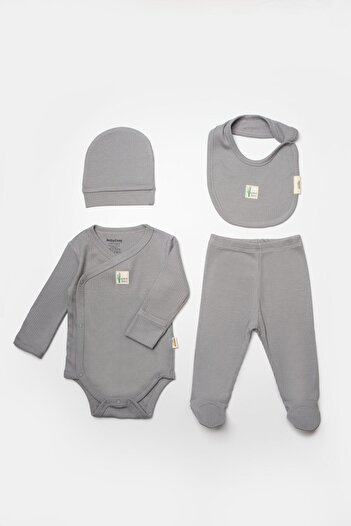 BabyCosy Organic Wear Baby 4-Piece Long Sleeve Set, 50% Bamboo 50% Organic Cotton, Baby - Newborn - Csyb9011