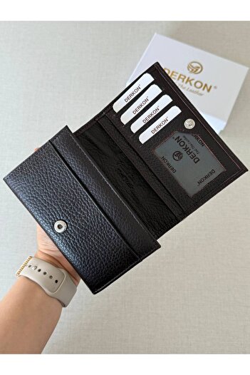 DERKON Mendy Model Useful Genuine Leather Medium Size Women's Wallet Brown