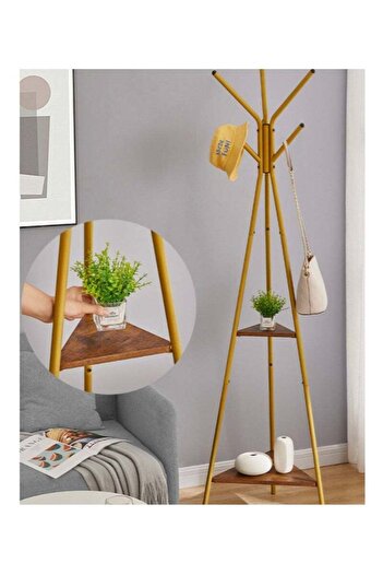 COOYA Independent Three Pronged Metal Hanger,with 6 smooth hooks & 2 Shelves,Minimalist Style,For Home