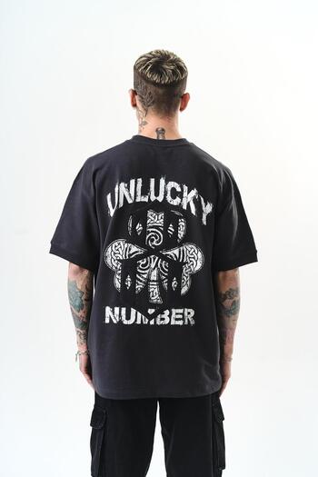 Respire Ανδρικό μπλουζάκι με στάμπα Unlucky Oversize Smoked