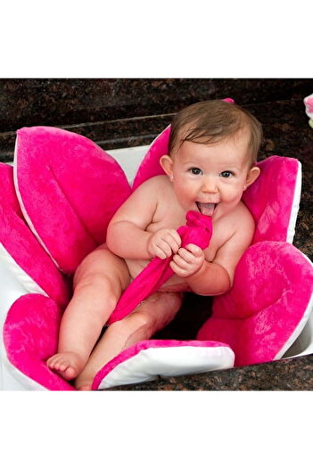 fulina Newborn Baby Flower Bath Mat, With Folding Seat, 80x80cm, Anti-slip, for bathroom, Pink