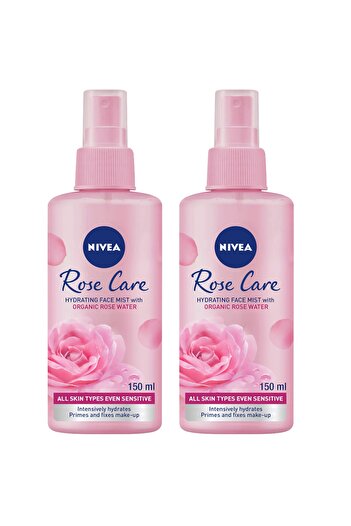 NIVEA NIVEA Rose Care Hydrating Face Mist, Makeup Primer and Fixer, 150ml, Pack of 2