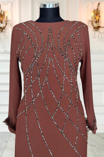 Amine Hüma Asude Hijab Evening Dress Brown