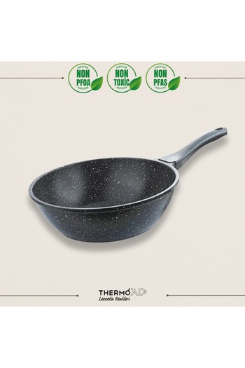 ThermoAD |   28 cm Wok Pan 26 cm Pan and 20 cm Pan Set |   Gray