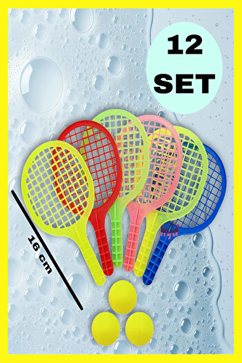 Hyd Set of 12 Toy Plastic Racket Karne Gift Birthday Gift 16 cm Mini Size Tennis Racket