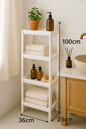 Sas Haus Flex Elite Pro 4 Katlı Beyaz Çok Amaçlı Raf Ünitesi – Banyo ve Mutfak Düzenleyici Raf & Organizer