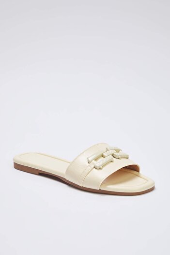 TRENDYOL SHOES Yellow Chain Detailed Women's Slippers Takss25Te00063