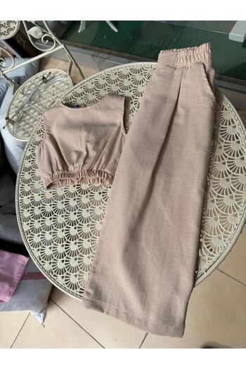 Magu Girl's Cotton Tank Top and Wide Leg Pants Set - Summer Elegance