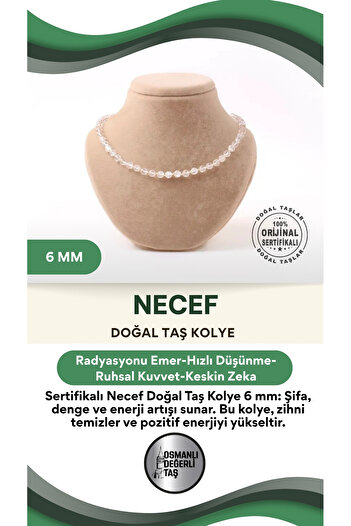 OSMANLI DEĞERLİ TAŞ Sertifikalı Necef Doğaltaş Kolye 6 Mm, M581
