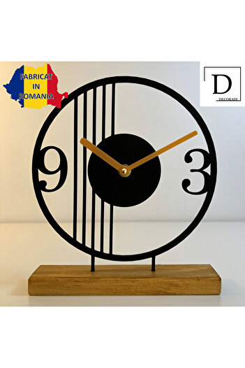 OEM Decorative clock "Armonie Timeless" with natural wood base, 23 cm, black, 3D printed