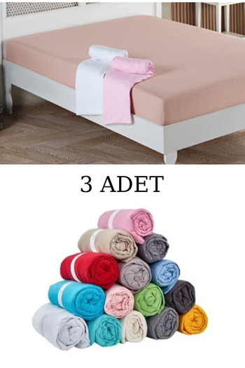 umbellatum 3 Piece Double Cotton Fitted Sheet Set Gray 160X200