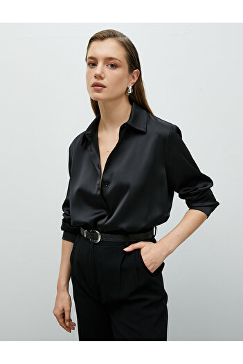 Koton Satin Shirt Buttoned Long Sleeve Classic Collar