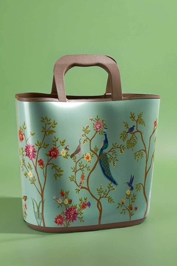 QUTU Hand Bag Peacock Patterned Green Beach and Hand Bag