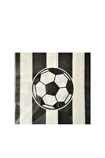 partyrüyası Black and White Striped Soccer Ball Pattern Paper Napkin