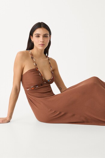 Stradivarius Long flowing beaded dress
