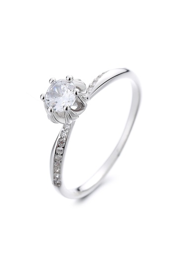 delis Inel Argint 925, Jw1330, Model Elegant Cu Piatra, Placat Cu Rodiu