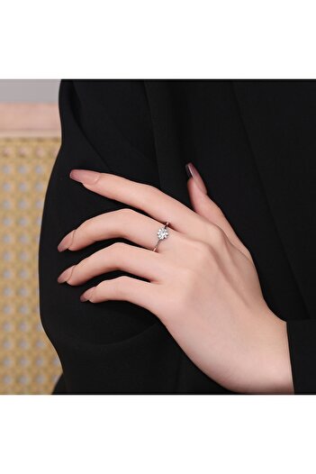 delis Inel Argint 925, Jw1339, Model Floare, Placat Cu Rodiu