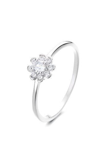 delis Inel Argint 925, Jw1339, Model Floare, Placat Cu Rodiu