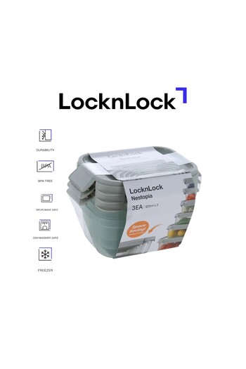 locknlock Nestopia Set of 3 Airtight Containers (920ml)