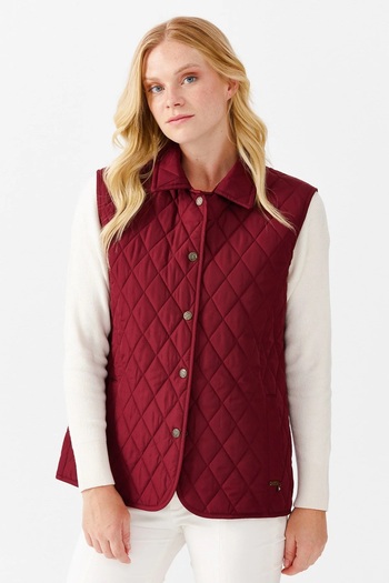 Desen Triko Women's Quilted Vest Claret Red