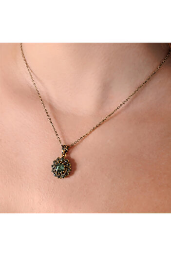 Atelier LEO Handmade Jewellery GÜNEŞ IŞIĞI ANTRASİT BAKIR EL YAPIMI KRİSTAL TAŞLI KARARMA YAPMAZ KADIN KOLYE KUTULU