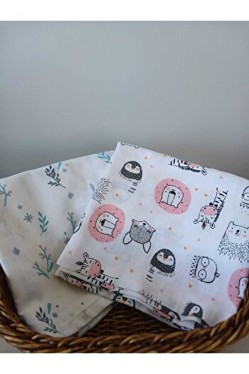 LEBUAS 100% Organic Cotton 2-Piece Muslin Blanket Set