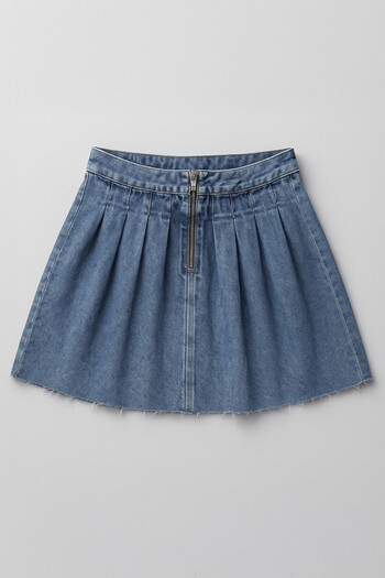 Bluewhite Women's Stylish Pleated Summer Mini Jean Skirt
