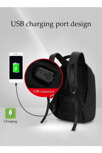 Generic حقيبة ظهر رجالية مضادة للسرقة ومناسبة للسفر والعمل مزودة بمنفذ USB