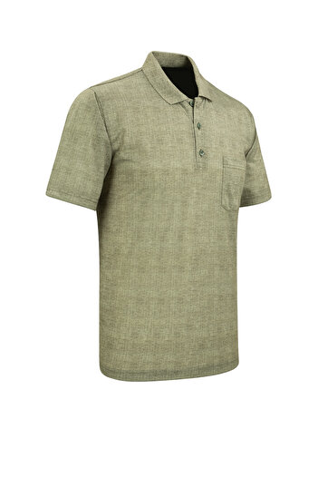 Çizgi Triko Ανδρικό μπλουζάκι Polo Neck Digital Printing Classic Fit με τσέπη - 5103