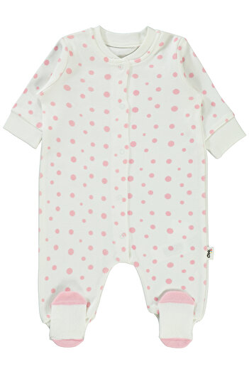 Civil Baby Kız Bebek Patiksiz Tulum 1-6 Ay Ekru