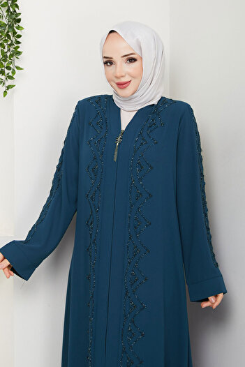 Tesettür Dünyası Indigo V Neck Abaya Tsd 250123