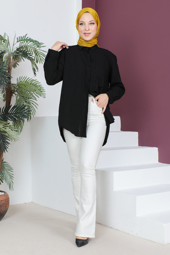 Tesettür Dünyası Flared Jeans Trousers TSD230530 Ecru