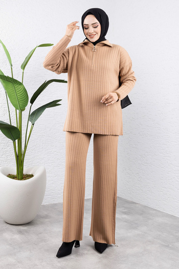 Tesettür Dünyası Mink Knitwear Zippered Set - Tsd 240950