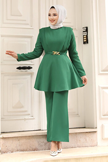 Tesettür Dünyası Chain Belted Crepe Suit TSD240305